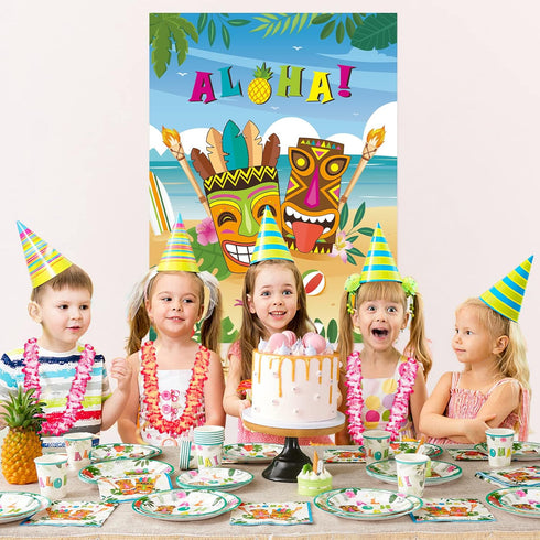 WERNNSAI Pin The Feather on The Tiki Party Games - Hawaiian Luau Party Supplies for Kids Boys 21’’ x 28’’ Aloha Poster with 24 Pcs Stickers for Ba...