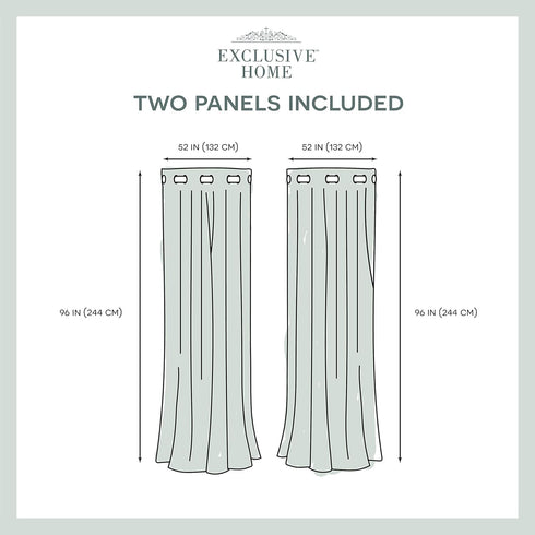 EXCLUSIVE HOME Kochi Light Filtering Linen Blend Grommet Top Curtain Panel Pair, 52x96, Dove Grey...