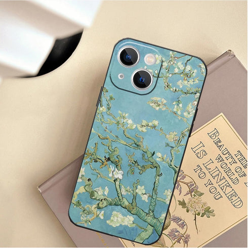 Compatible with iPhone 15 Plus Phone Case,Art Van Gogh Almond Blossom Aesthetic Blue Flower Floral Thin Case,Slim Soft TPU Waterproof Shockproof P...