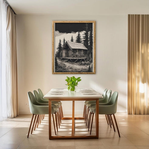Posterizer 1 pcs- quaint village in the nature-cabins in the wild 2-Landscape & Nature Art-Floral Botanical Art- Decor for Home & Office- unframed...