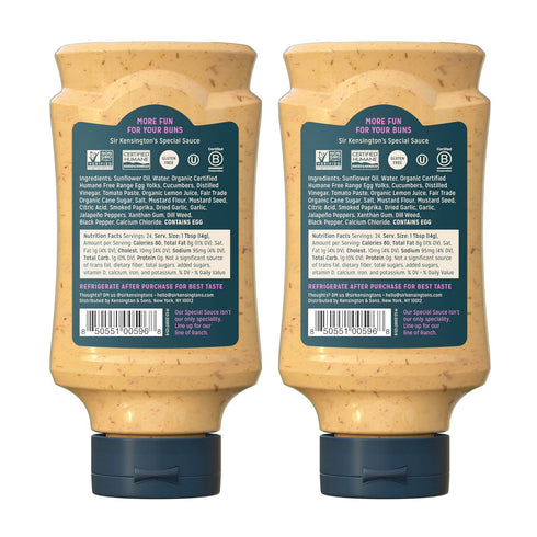 Sir Kensington's Mayonnaise Special Sauce 2 Count Gluten Free Non- GMO Project Verified Shelf-Stable 12 oz...