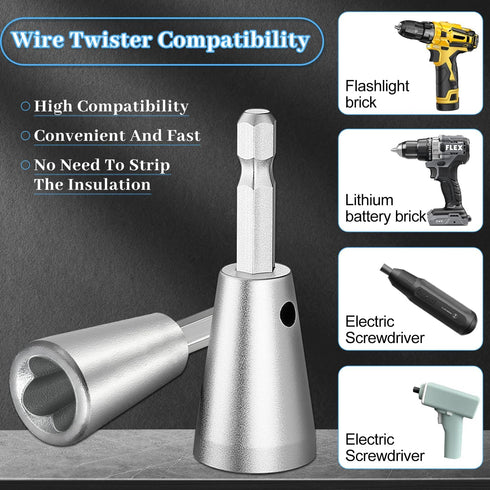2PCS Wire Twister Tool for Drill,New Wire Stripping and Twisting Tool for Power Drill,Wire Twister Wire Connector,Wire Nut Twister for Drill Profe...