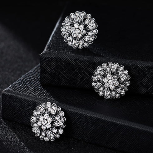 4 Pcs Sliver Rhinestone Buttons Crystal Embellishments for Clothing Jewelry Making DIY Decoration Bottons for Sewing Crafts Wedding Bridal(Button-...