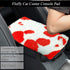 Fluffy Cow Print Plush Steering Wheel Cover for Women with Furry Gear Cover,Handbrake Cover,Seat Belt Cover,Armrest Pad,Car Coaster and Bling Embl...