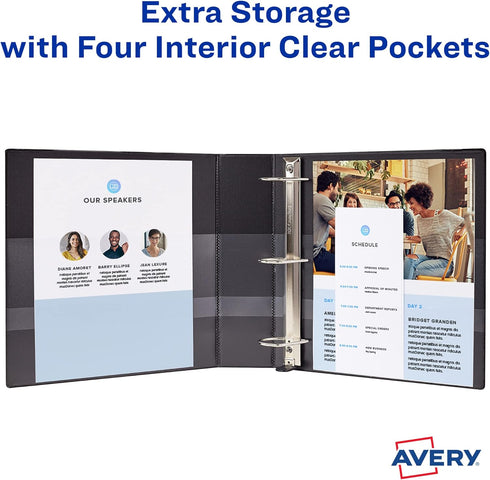 Avery Durable Clear View 3 Ring Binders, 2 Inch EZD Rings, 1 White Binder (09501)...