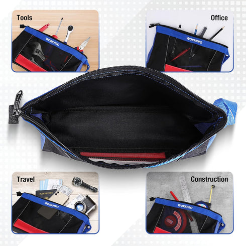 WORKPRO 12" Tool Pouches with Zipper, Utility Bag Pouch for Tool Organizers and Storage, Small Tool Bag, Multipurpose Storage pouch 2-Pack...