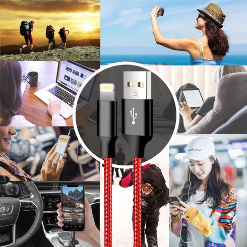 cugunu iPhone Charger, 5 Pack 3/3/6/6/10FT Apple MFi Certified USB Lightning Cable Nylon Braided Fast Charging Cord Compatible for iPhone 14/13/12...