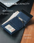 VULKIT Minimalist Leather Rfid Blocking Trifold Wallet Slim Credit Card Holder with 3 ID windows & Zipper Pocket for Men (Blue)...