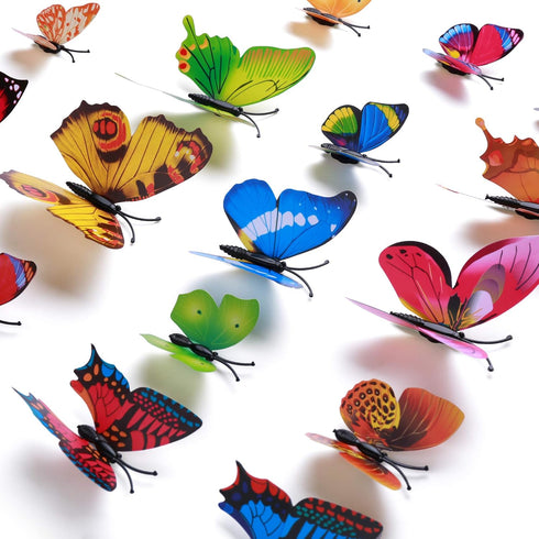 Amaonm® 60 Pcs 5 Packages Beautiful 3D Butterfly Wall Decals Removable DIY Home Decorations Art Decor Wall Stickers & Murals for Babys Bedroom Tv ...