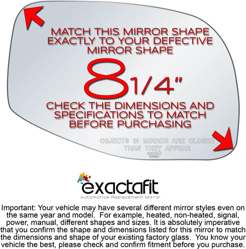 exactafit 8653R Passenger Side Mirror Glass Replacement Repair Compatible With 1995-2005 Ford Explorer, 2001-2005 Explorer Sport Trac, 1995-2005 R...