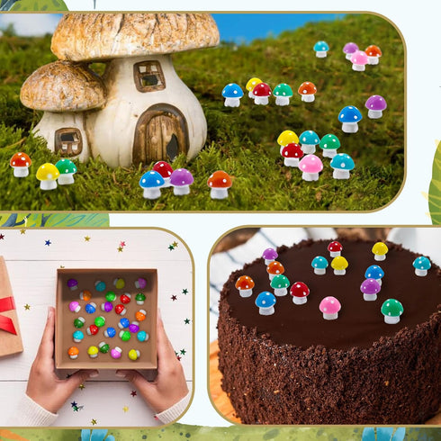 Exasinine 45 Pcs Mini Mushroom Figurines Tiny Mushrooms for Crafts Resin Mushroom Decor Fake Ceramic Mushrooms for Garden Miniature Moss Landscape...