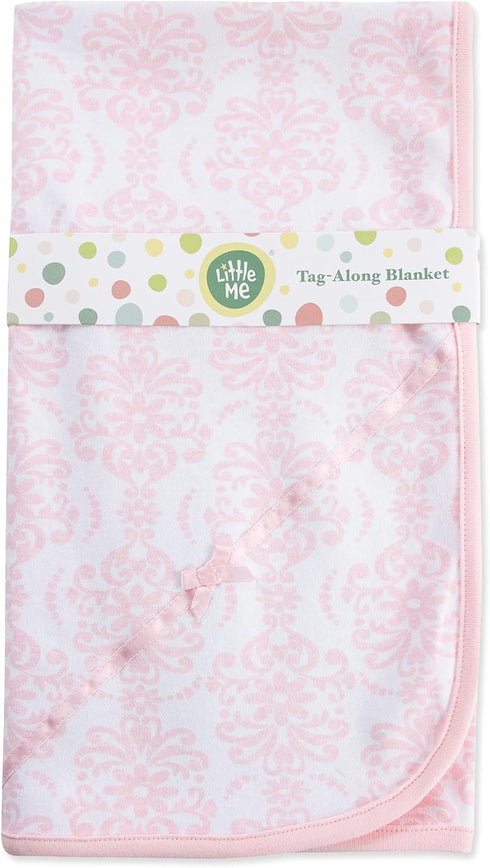 Little Me Unisex Baby Swaddling Receiving Blankets, Damask Scroll, 30 x 27 Inches...