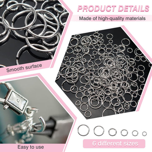 TOAOB 1000pcs Jump Rings for Jewelry Making Stainless Steel Open Jump Rings Connectors for DIY Crafts Necklaces Bracelets Keychains 4mm 5mm 6mm 7m...