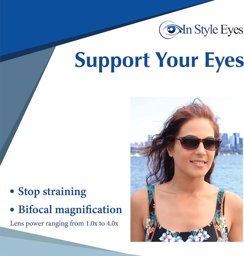 In Style Eyes Seymore Retro Bifocal Sunglasses - Full-Rimmed, Rectangle Frame Cheater Glasses - Non-Polarized Aspheric Lens...
