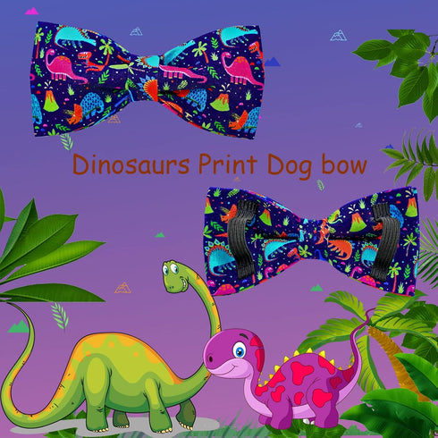 Lionheart glory Dog Collar, Blue Dog Bow Collar Boy Dog Collars with Bow Adjustable Dinosaur Bowtie Collar for Small Dogs Pet Gift...