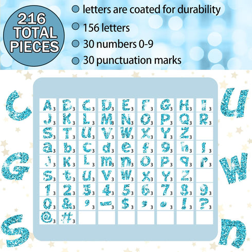 216 Pcs Glitter Bulletin Board Letters for Classroom Numbers Alphabet Poster Board Letters with Adhesive Dots Punctuation Symbols Cutout Bulletin ...