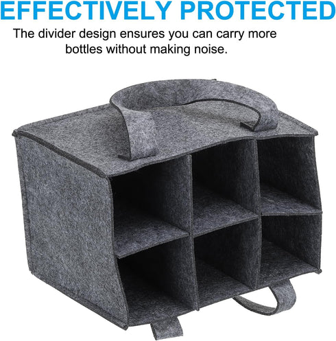 PATIKIL 6 Bottle Wine Carrier Tote Bag, Wine Bottle Carrying Bag with Divider Reusable Wine Storage Bag Felt Grocery Bags Portable Gift Bag, Grey...