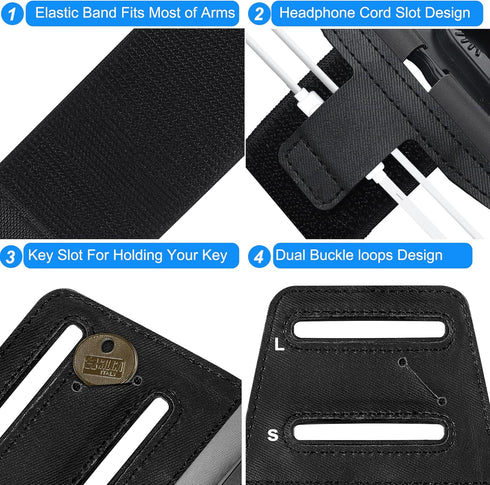 Cell Phone Running Armband - Detachable & 360° Rotatable Universal Cellphone Arm Band for iPhone 16 15 14 13 12 Pro Max Plus Samsung Galaxy Note S...
