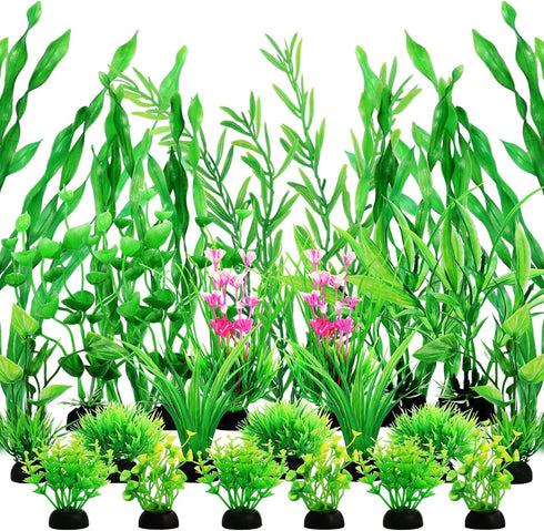 Green Fish Tank Decor Aquarium Plants, 25pcs Fish Tank Decorations Plants, Fish Tank Accessories, Aquarium Decor Artificial Plants, Small to Large...