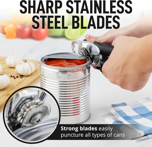 Zulay Kitchen Heavy Duty Stainless Steel Can Opener Manual with Large Bottle Opener - Rust Proof Manual Can Opener Smooth Edge and Easy Turn Knob,...
