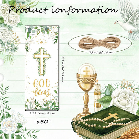 60 Pcs Christian Gifts Bulk Include Bible Verse Inspirational Bamboo Pens Religious Cards and Twine Ropes First Communion Favors Baptism Favors fo...
