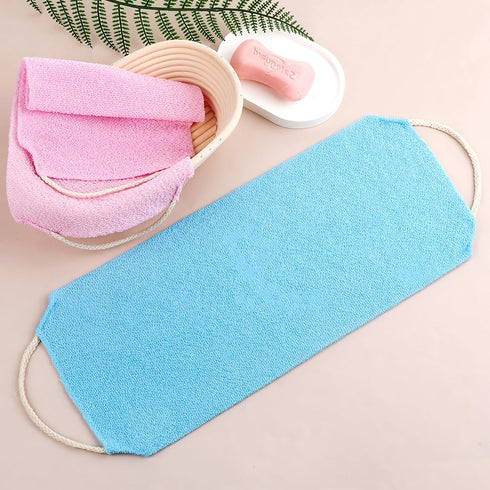 2Pcs Back Scrubber Body Bath Pull Strap Scrubber with Handles Nylon Exfoliating Washcloth Extended Length Washers Stretchable Shower Scrubber for ...