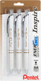 EnerGel Retractable Liquid Gel Pen, Inspire Collection, 0.7mm, Metal Tip, Medium Line, Black Ink, Pack of 3 Pens (BL77INSPBP3M)...