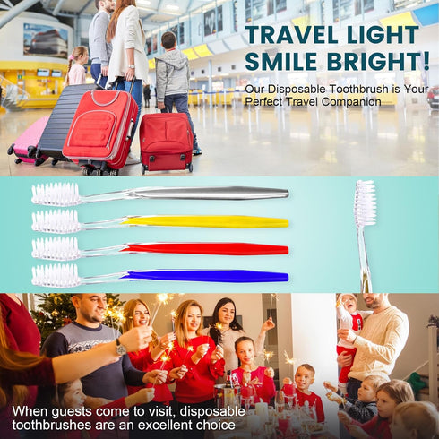 30 PCS Individually Wrapped Bulk Toothbrushes with Toothpastes, Colorful Manual Disposable Toothbrushes for Adult or Kid, Ergonomics Handle, Mediu...