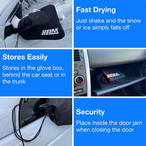 HELM - 2 Pack - Side Mirror Covers and Windshield Wiper Covers for Trucks Cars SUVs Vans. Protect from Ice Snow Frost Dew Rain Bird Poop. Side Cov...