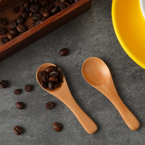6 Pcs Small Wooden Spoons, 3.7 Inch Tiny Spoons for Spices Jars Mini Wooden Condiment Spoons Wood Teaspoon for Sauces, Salt, Sugar, Honey, Pepper,...
