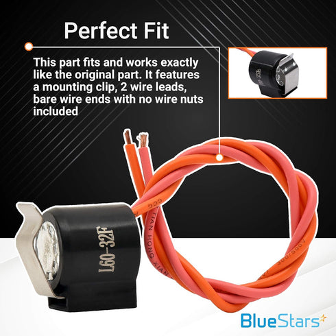 Ultra Durable WR50X122 Refrigerator Defrost Thermostat Replacement by Blue Stars - Exact Fit for General Electric Kenmore Hotpoint Models - Replaces PS303471 AP2071262 WR50X0128