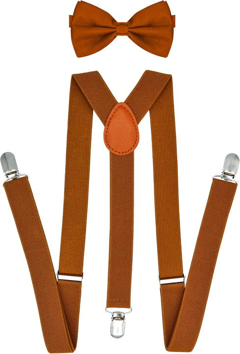 trilece Suspenders for Men with Bow Tie - Adjustable Elastic 1 inch Wide Y Shape - Womens Suspender and Bowtie - Strong Clips...