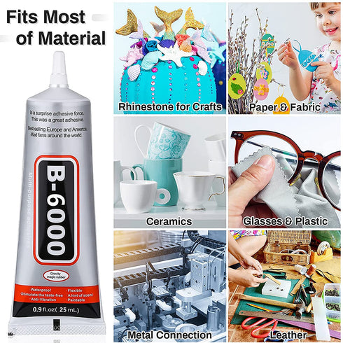 B6000 Jewelry Glue Clear Rhinestone, Inlay Glue, Pendant Adhesive, HOLIKA 25g Craft Adhesive Glue with Precision Tip Multifunctional Fabric Glue...