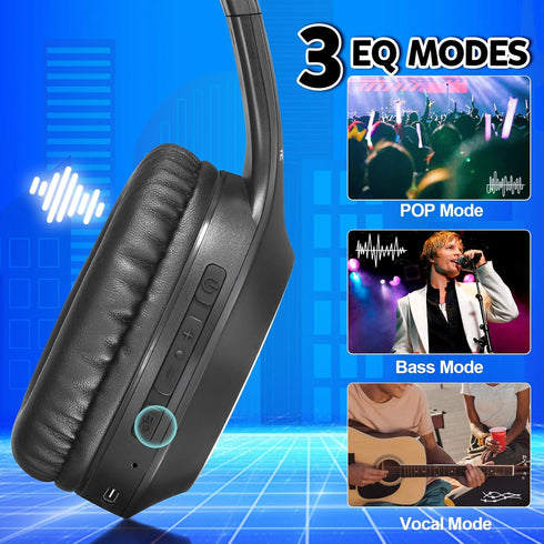 Bluetooth Headphones Over Ear, 68H Playtime and 3 EQ Music Modes Wireless Headphones with Microphone/Deep Bass, HiFi Stereo Foldable Lightweight H...