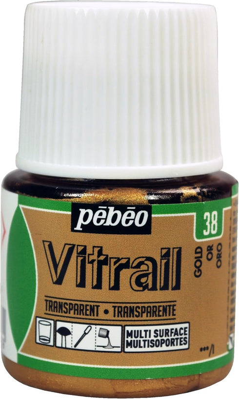 Pebeo Vitrail, Stained Glass Effect Paint, 45 ml Bottle - Gold, 1.52 Fl Oz (Pack of 1)...