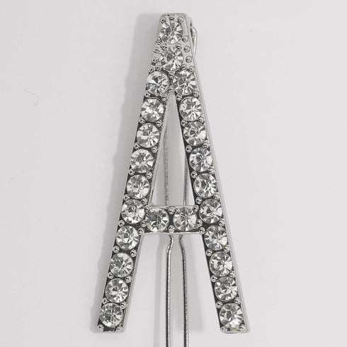Spinningdaisy Bold Crystal Initial Gleam Hair Pin A Silver...