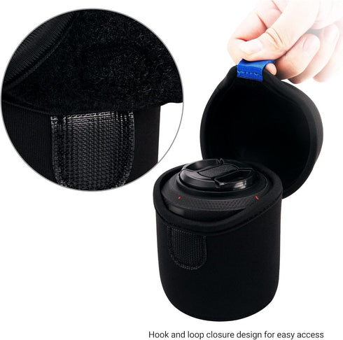 JJC Water Resistant Neoprene Camera Lens Pouch Case, Fold-Over Lens Bag for Mirrorless Lenses Up to 3.1 x 3.1 (D X H) for Sony FE 50mm f/1.8, Cano...