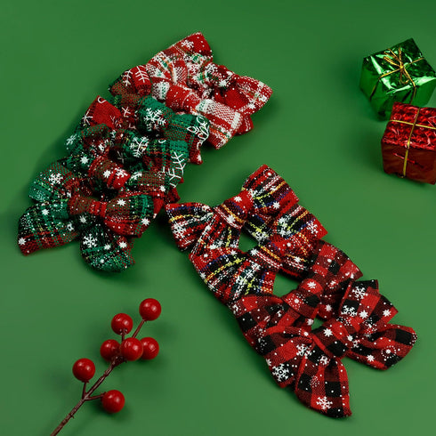 JIAHANG Christmas Hair Bow Clips in Pairs, Festival New Year Floral Printed Alligator Clips with Snowflake 10PCS for Baby Girls Toddlers School Gi...
