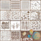 14 Pcs Mixed Media Stencils, Mabor DIY Crafts Stencils Painting Stencils for Wall Floor Decor Branches Patterns Stencils Geometric Styling Stencil...