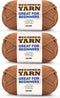 3x60g Brown Yarn for Crocheting and Knitting;3x66m (72yds) Cotton Yarn for Beginners with Easy-to-See Stitches;Worsted-Weight Medium #4;Cotton-Nyl...