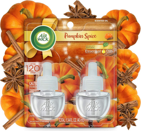 Air Wick Plug in Scented Oil Refill, 2ct, Pumpkin Spice, Air Freshener, Essential Oils, Fall Scent, Fall décor...