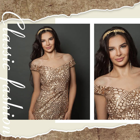 6 Pcs Gold Leaf Wedding Headbands Set Flower Faux Pearls Headband Golden Bridal Tiara Greek Queen Crown Headpiece Metal Laurel Leaf Hairband for W...