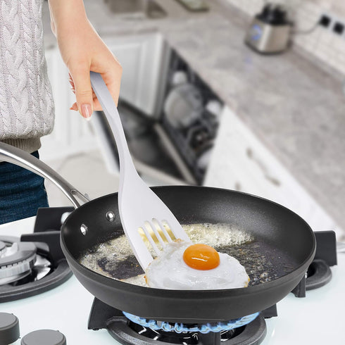 Ram-Pro Melamine Hard Plastic Slotted Turner Heat-Resistant Rubber Large Handle with Hole Spatulas Heavy Duty Kitchen Utensils for Cooking Flippin...