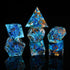 Sharp Edge DND Dice Set Metal Gift Box for Dungeons and Dragons TTRPG, Multi-Sided RPG Resin Roleplaying Games (Transparent Blue with Metallic Foi...