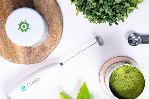 Tenzo Electric Matcha Whisk and Milk Frother (Batteries Included) - Handheld Foam Maker for Matcha Lattes - Whisk Drink Mixer for Matcha, Coffee, ...