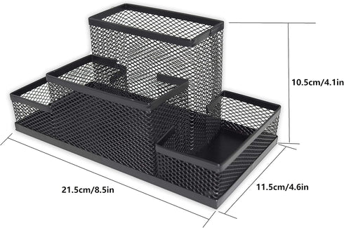Fengtaiyuan T02 Black-Plus, Big Black Metal Wire Mesh Pencil Holder, Desktop Organizer...