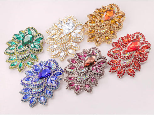 LAXPICOL Women's Vintage Blue Austrian Crystal Elegant Flower Teardrop Brooch Gold Tone...