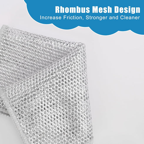 6pcs Multifunctional Non-Scratch Wire Dishcloths, 7.87x7.87 Multipurpose Wire Dishwashing Rags Steel Wire Mesh Dishcloth Dish Cleaning Scrubber fo...