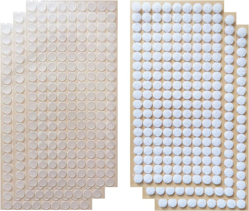 Vkey 2000pcs (1000pairs) 10mm Diameter Transparent Sticky Back Thin Clear Dots with Adhesive Hook & Loop Coins Tapes...