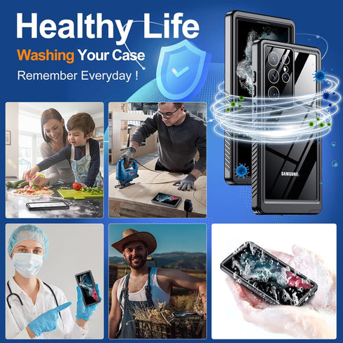 Hualele Designed for Samsung Galaxy S22 Ultra Case, Waterproof Built-in Screen Protector Full Protection Heavy Duty Shockproof Anti-Scratched Rugg...
